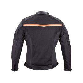 W-tec geaca moto barbati 2stripe negru/bej/orange