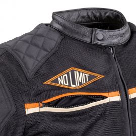 W-tec geaca moto barbati 2stripe negru/bej/orange