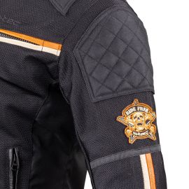W-tec geaca moto barbati 2stripe negru/bej/orange