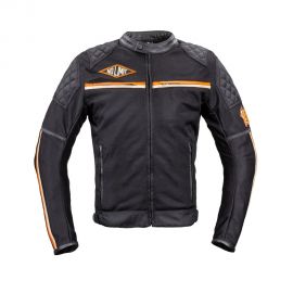 W-tec geaca moto barbati 2stripe negru/bej/orange