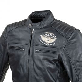 W-tec geaca moto barbati piele black hart wing - negru