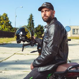 W-tec geaca moto barbati piele black hart wing - negru