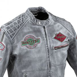 W-tec geaca moto piele barbati sheawen gri cerat