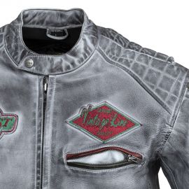 W-tec geaca moto piele barbati sheawen gri cerat